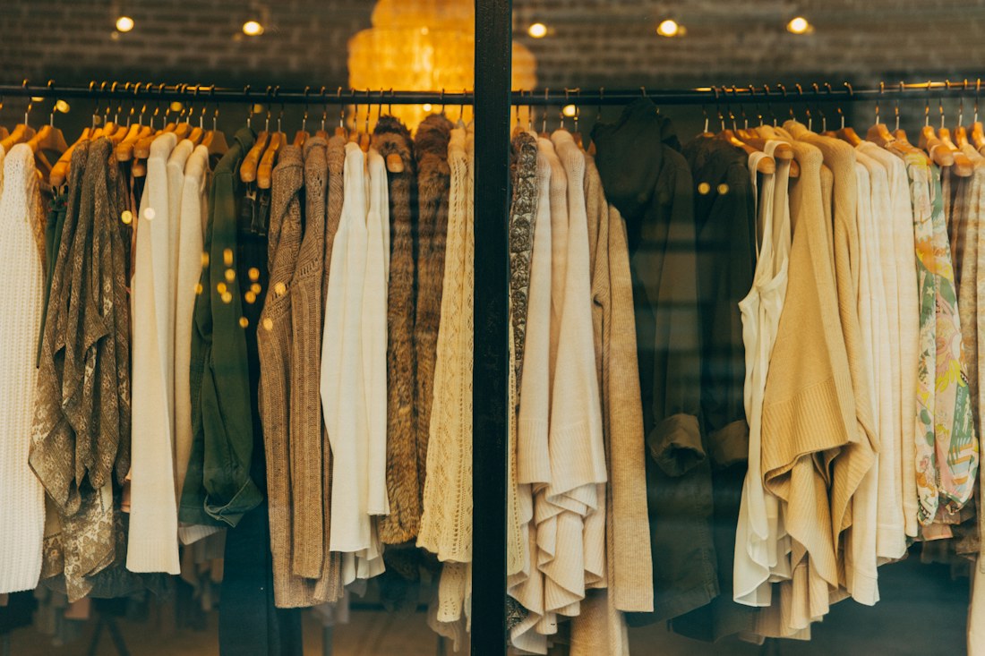 Clothing rail in a fashion boutique
